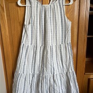 LOFT White and Blue Striped Dress